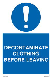 MP16429: DECONTAMINATE CLOTHING BEFORE LEAVING