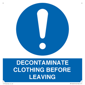 MP16429: DECONTAMINATE CLOTHING BEFORE LEAVING