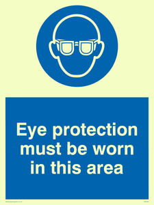 MP282: eye protection must be worn in this area
