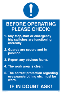 MP303: before operating please check poster