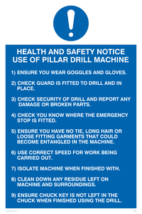 MP304: h&s notice use of pillar drill machine