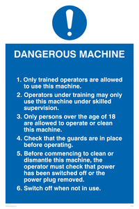 MP305: dangerous machine safety notice
