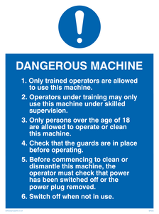 MP305: dangerous machine safety notice