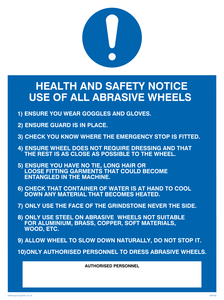 MP306: h&s notice use of all abrasive wheels
