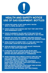 MP307: h&s notice use of gas equipment/bottles