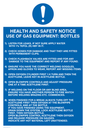 MP307: h&s notice use of gas equipment/bottles