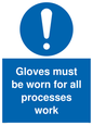 MP5714: Gloves must be worn for all processes work Sign