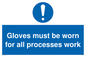 MP5714: Gloves must be worn for all processes work Sign
