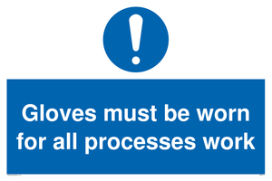 MP5714: Gloves must be worn for all processes work Sign