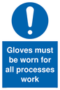 MP5714: Gloves must be worn for all processes work Sign