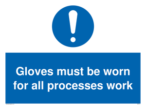 MP5714: Gloves must be worn for all processes work Sign