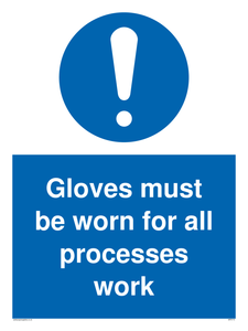 MP5714: Gloves must be worn for all processes work Sign