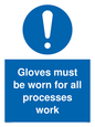 MP5714: Gloves must be worn for all processes work Sign