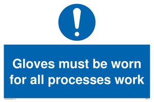 MP5714: Gloves must be worn for all processes work Sign