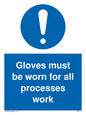 MP5714: Gloves must be worn for all processes work Sign