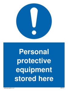 MP5715: Personal protective equipment stored here Mandatory Sign