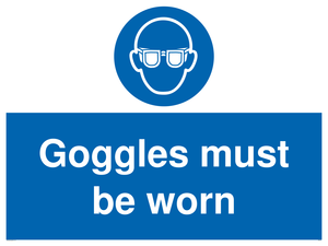 MP5721: Goggles must be worn Mandatory Sign