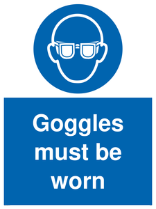 MP5721: Goggles must be worn Mandatory Sign