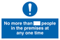 MP5973: No more than ___ people in the premises at any one time
