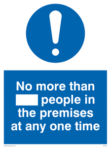 MP5973: No more than ___ people in the premises at any one time