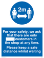 MP6028: For your safety, we ask that there are only ___ customers in the shop at any time. Please keep a safe
