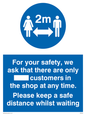 MP6028: For your safety, we ask that there are only ___ customers in the shop at any time. Please keep a safe