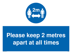 MP6057: keep 2 metres apart at all times