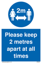 MP6057: keep 2 metres apart at all times