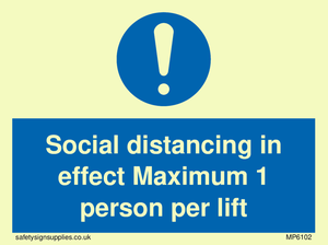 MP6102: Social distancing in effect Maximum 1 person per lift