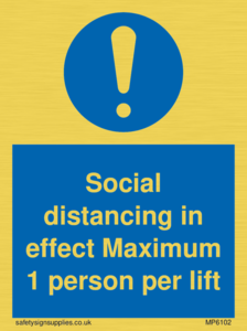 MP6102: Social distancing in effect Maximum 1 person per lift