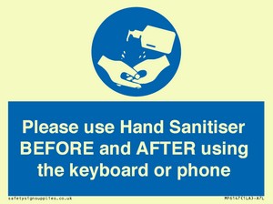 MP6147: Please use Hand Sanitiser BEFORE and AFTER using the keyboard or phone