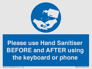 MP6147: Please use Hand Sanitiser BEFORE and AFTER using the keyboard or phone