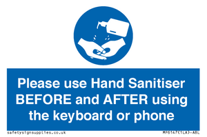 MP6147: Please use Hand Sanitiser BEFORE and AFTER using the keyboard or phone