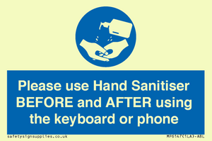 MP6147: Please use Hand Sanitiser BEFORE and AFTER using the keyboard or phone