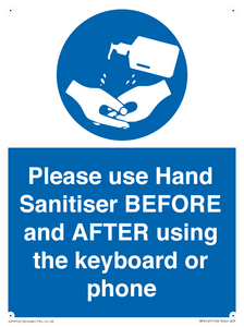 MP6147: Please use Hand Sanitiser BEFORE and AFTER using the keyboard or phone