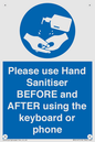 MP6147: Please use Hand Sanitiser BEFORE and AFTER using the keyboard or phone