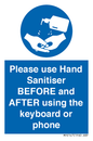 MP6147: Please use Hand Sanitiser BEFORE and AFTER using the keyboard or phone