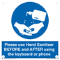 MP6147: Please use Hand Sanitiser BEFORE and AFTER using the keyboard or phone