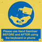 MP6147: Please use Hand Sanitiser BEFORE and AFTER using the keyboard or phone
