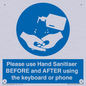MP6147: Please use Hand Sanitiser BEFORE and AFTER using the keyboard or phone