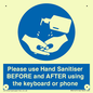 MP6147: Please use Hand Sanitiser BEFORE and AFTER using the keyboard or phone