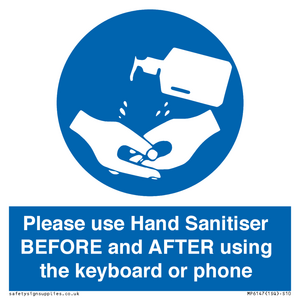 MP6147: Please use Hand Sanitiser BEFORE and AFTER using the keyboard or phone
