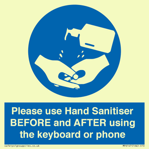 MP6147: Please use Hand Sanitiser BEFORE and AFTER using the keyboard or phone