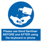 MP6147: Please use Hand Sanitiser BEFORE and AFTER using the keyboard or phone