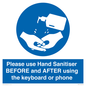 MP6147: Please use Hand Sanitiser BEFORE and AFTER using the keyboard or phone