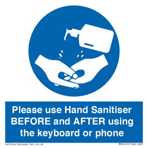 MP6147: Please use Hand Sanitiser BEFORE and AFTER using the keyboard or phone