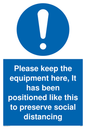 MP6157: Please keep the equipment here, It has been positioned like this to preserve social distancing