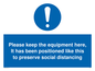 MP6157: Please keep the equipment here, It has been positioned like this to preserve social distancing