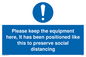 MP6157: Please keep the equipment here, It has been positioned like this to preserve social distancing