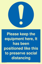 MP6157: Please keep the equipment here, It has been positioned like this to preserve social distancing
